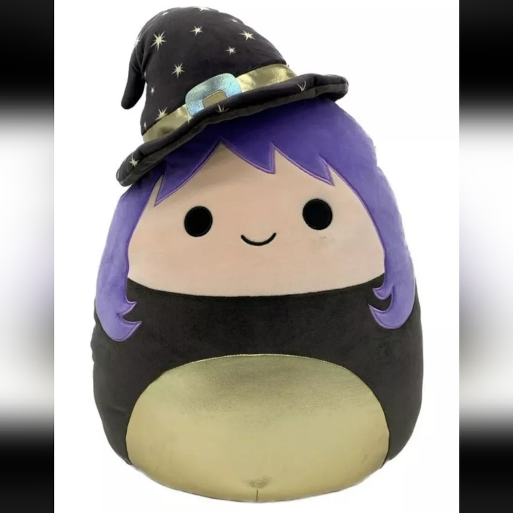 NEW LARGE VOODIE 18" WITCH SQUISHMALLOW HALLOWEEN PURPLE HAT KELLYTOY